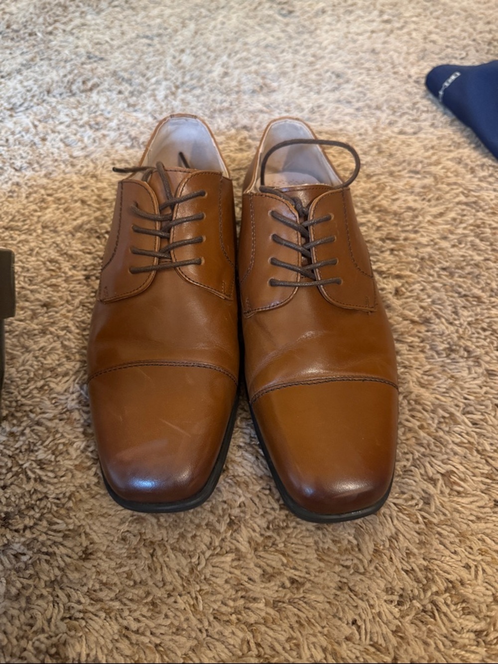 Florsheim Boys' Brown Leather Cap-Toe Dress Shoes